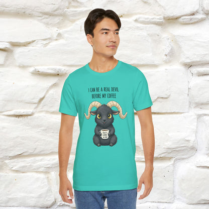 "I Can Be a Real Devil Before My Coffe" Funny T-shirt |Nunu&Miao Studio - Nunu&Miao Studio