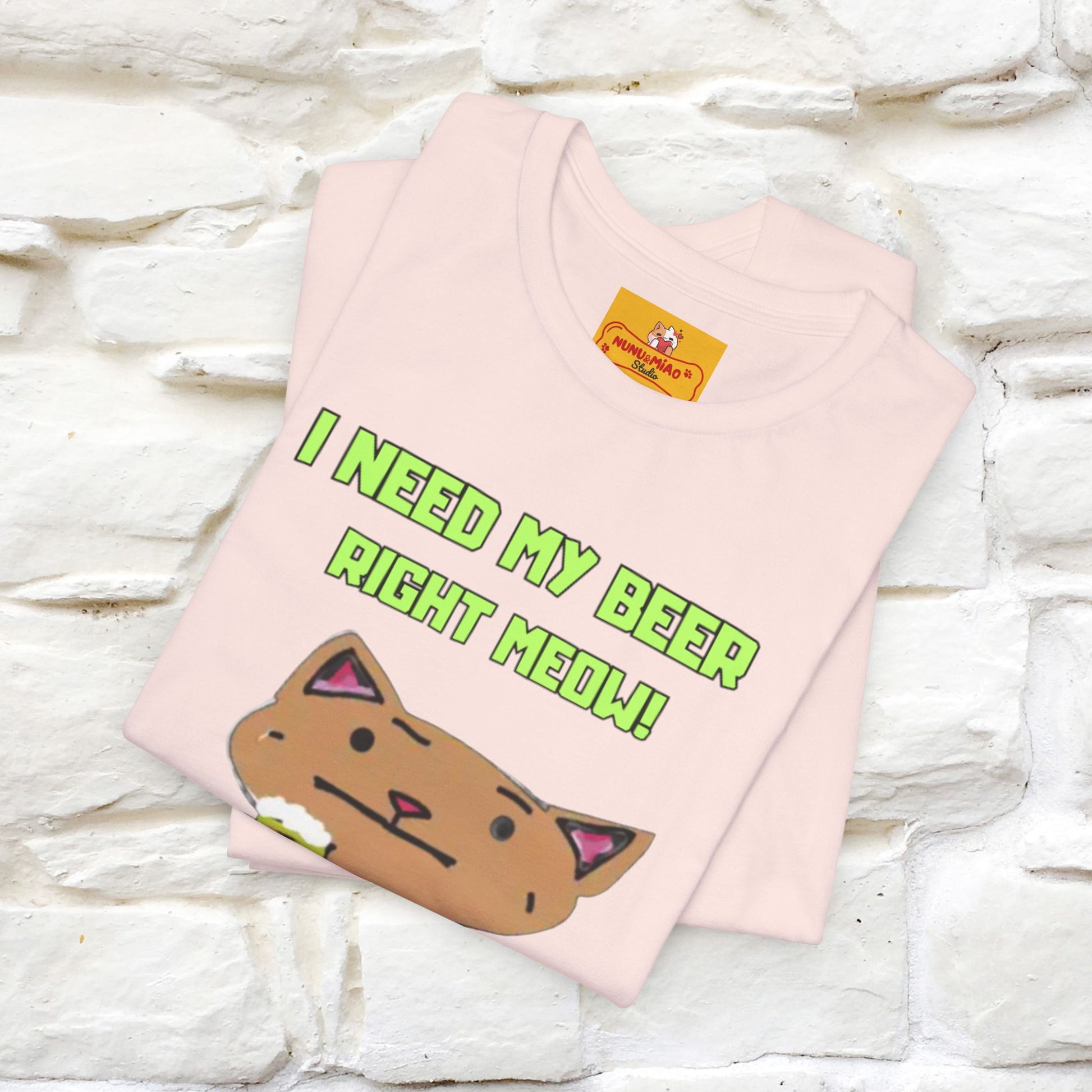 "I Need My Beer Right Meow!" Cat  T-shirt |Nunu&Miao Studio - Nunu&Miao Studio