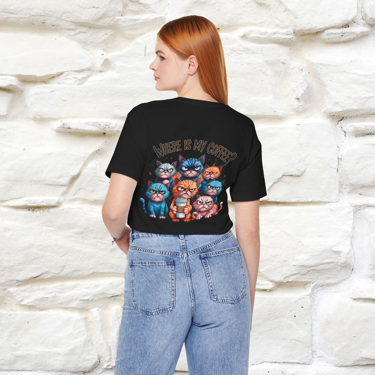 "Where Is My Coffe?" Cat T-Shirt | Front & Back Design | Nunu&Miao Studio