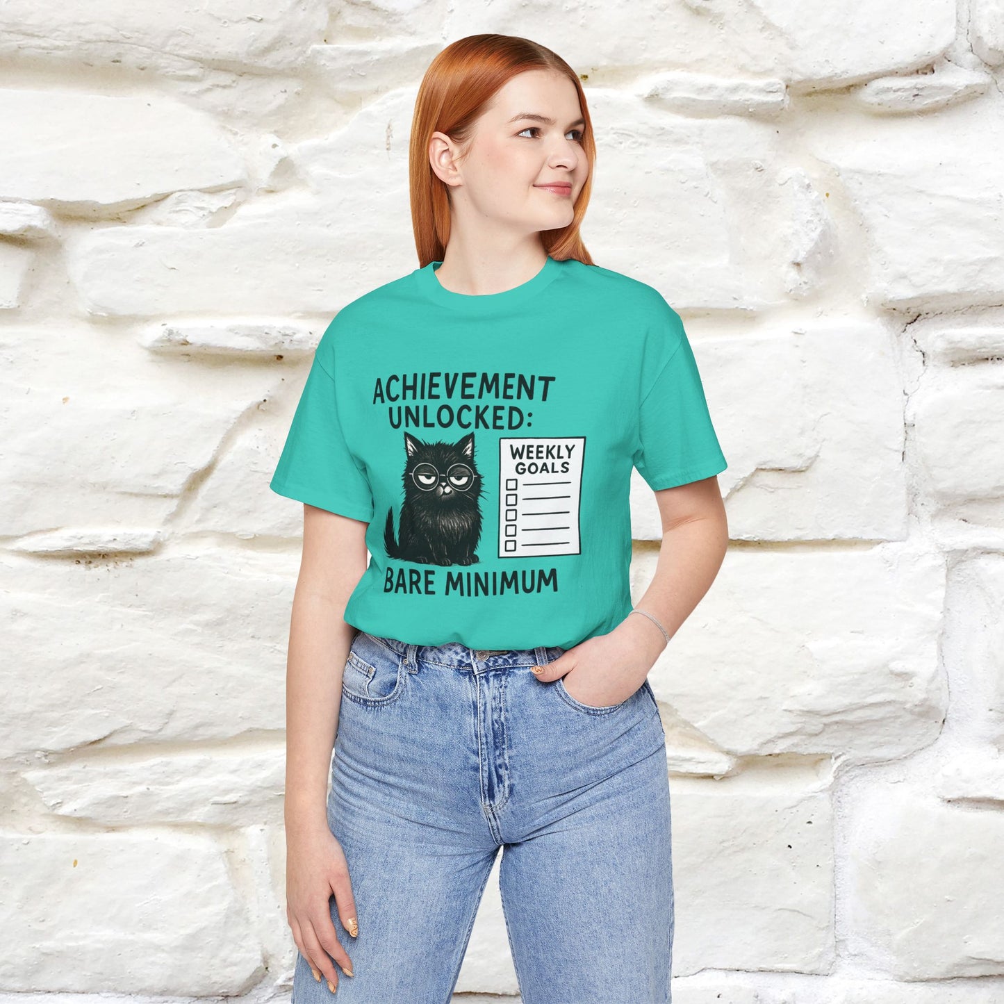 "Achievement Unlocked Bare Minimum." |Cat T-Shirt | Nunu&Miao Studio - Nunu&Miao Studio