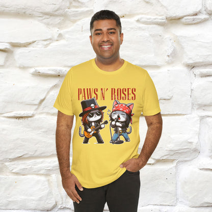 Paws N' Roses T-Shirt | Rock-Inspired Cat Lover  | Nunu&Miao Studio - Nunu&Miao Studio