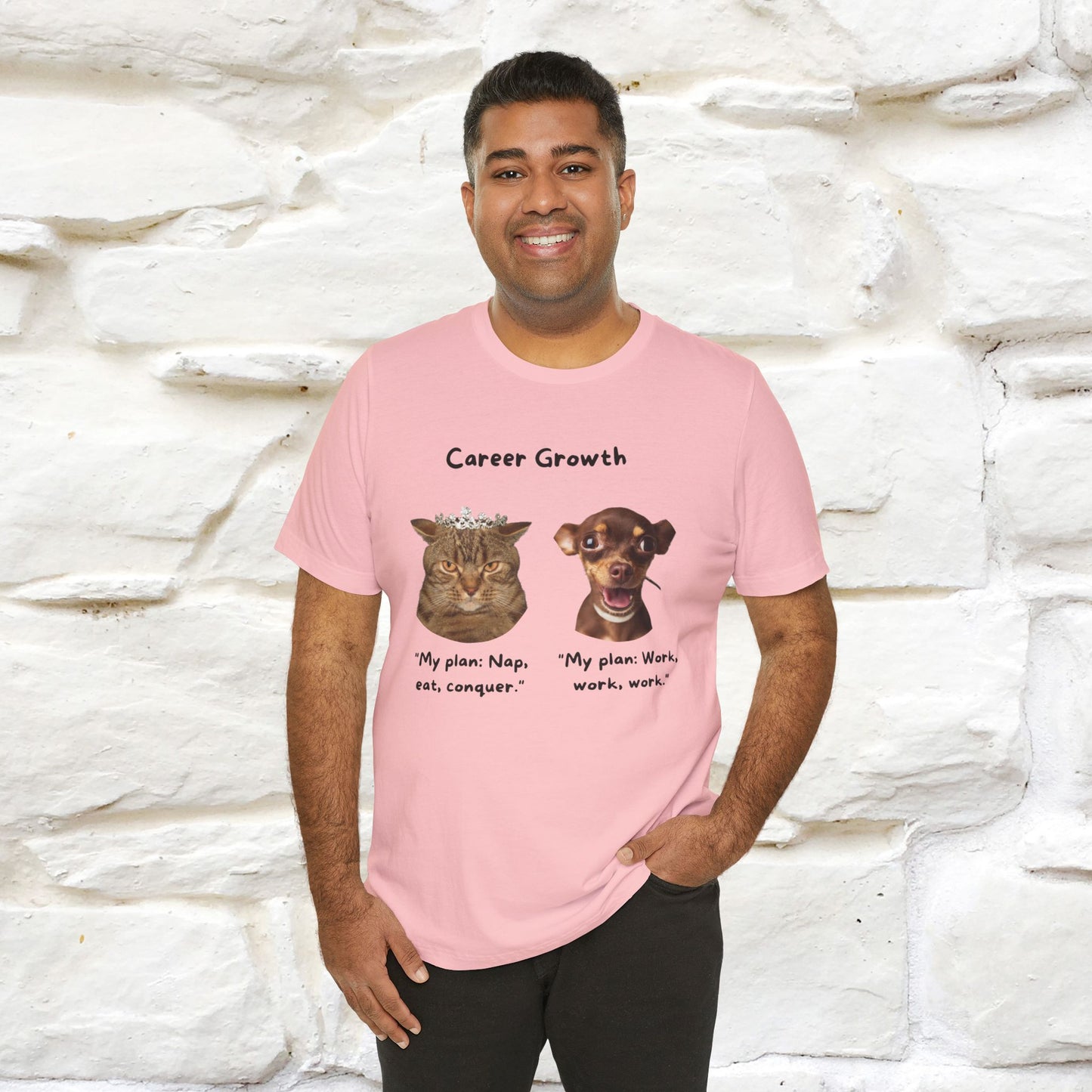 "Career Growth: Cat vs. Dog" | Cat T-Shirt | Nunu&Miao Studio - Nunu&Miao Studio