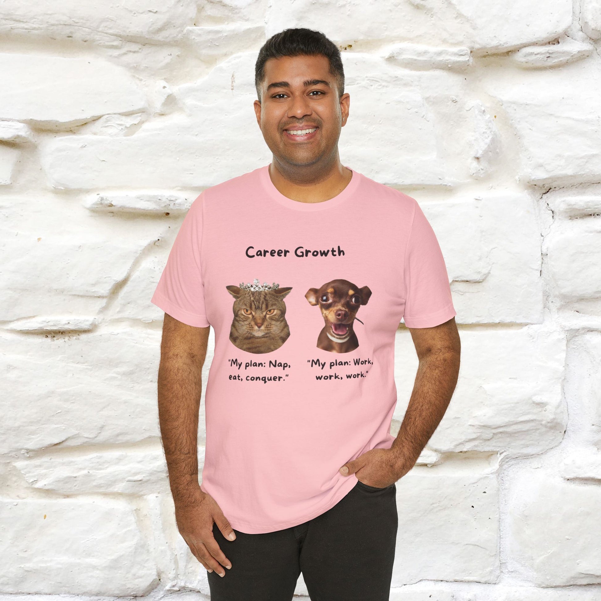 "Career Growth: Cat vs. Dog" | Cat T-Shirt | Nunu&Miao Studio - Nunu&Miao Studio